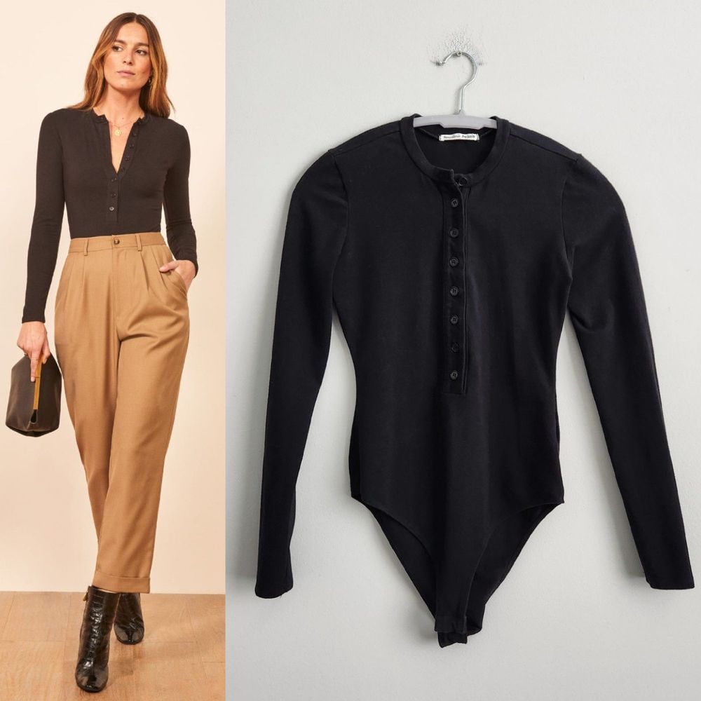 Reformation Nisa Bodysuit in Black - Size XS
